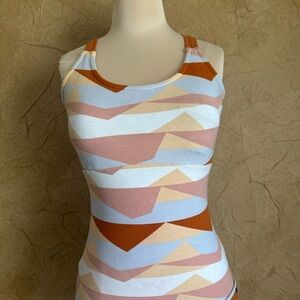 Satva Women’s Geometric Print Tank Camisole in Rust, Pink & Light Blue